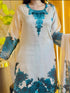 3D BLUE FLOWER SILK UNSTITCHED DIGITAL PRINTED 3PC SUIT | KPA0403