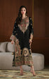 ETHNC HEAVY EMBROIDERED SILK BLACK UNSTITCHED 3PC KAFTAN | KPA0208